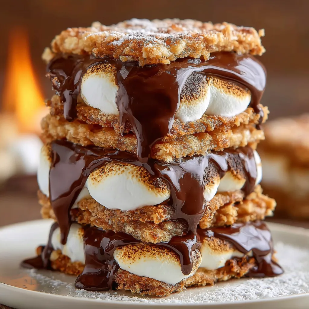 Ein tief frittierter S'Mores mit Schokoladensoße.
