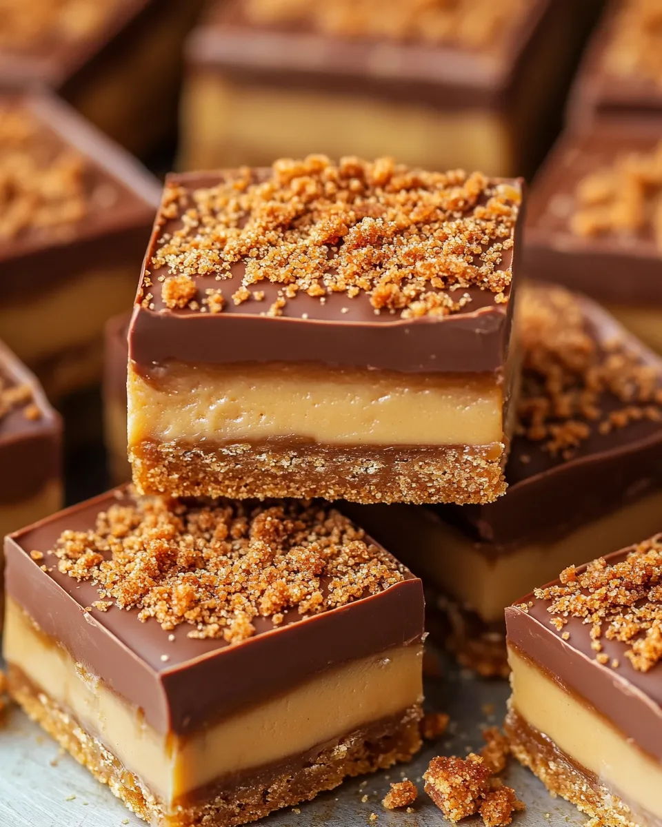 A tray of Biscoff Millionaires Traybake.