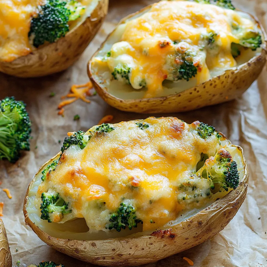 Ein Bild von Wice-Baked Potatoes mit Broccoli und Chedda.