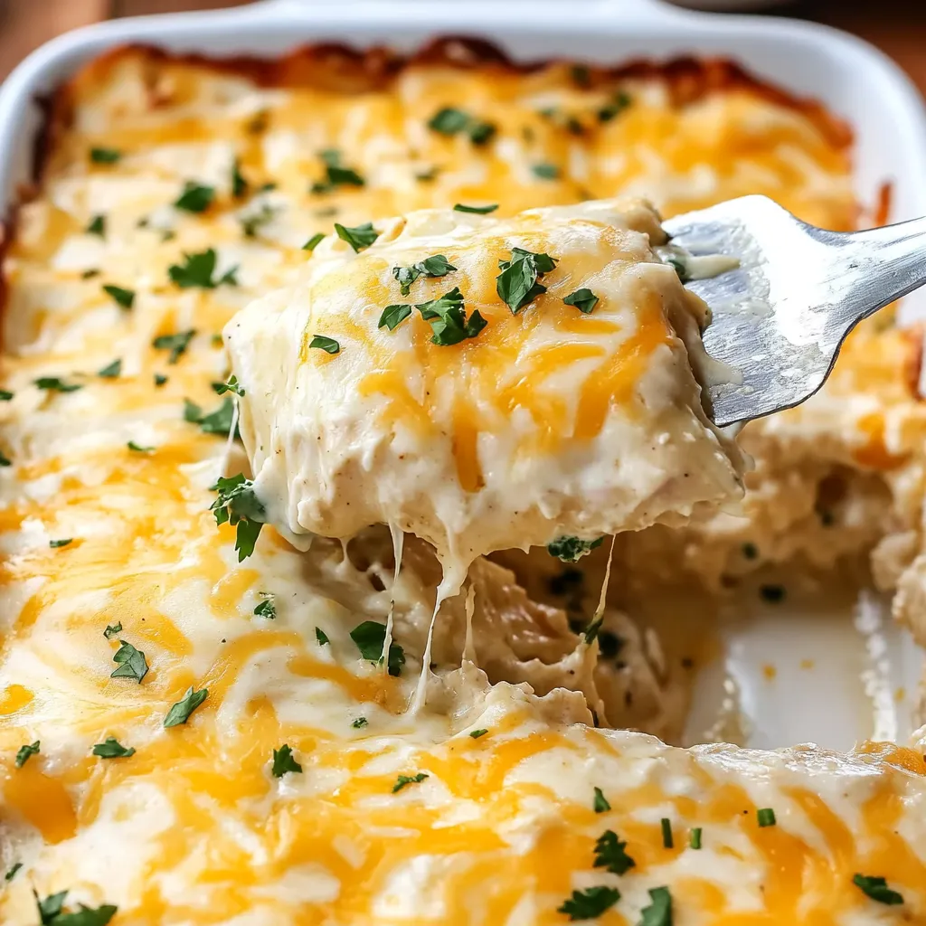 Ein Schmelztopf mit Sour Cream Chicken Bake.