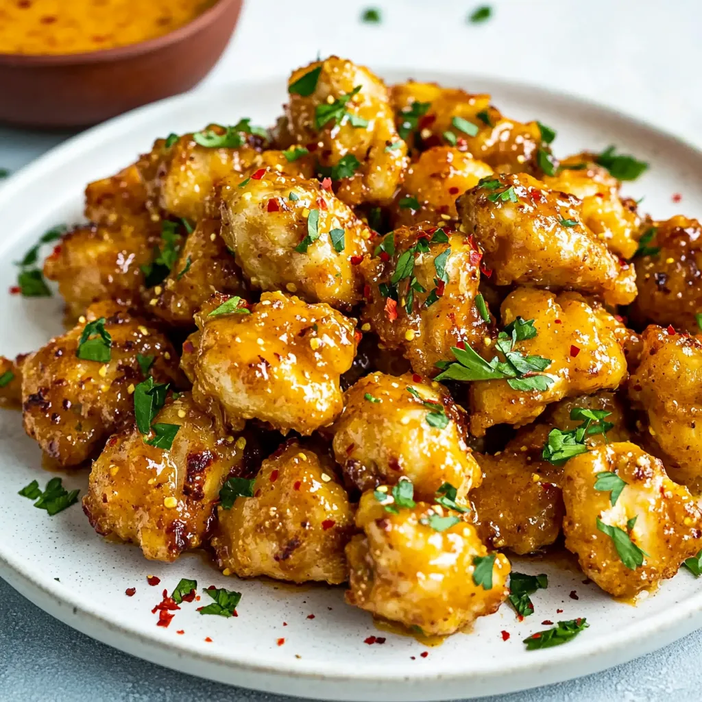 Ein Plate mit frisch zubereiteten Bang Bang Chicken.