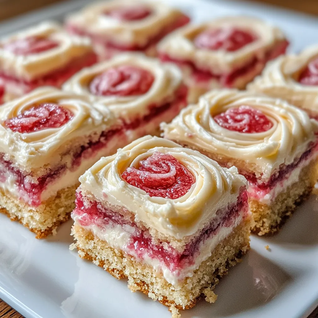 Eine Platte mit Bars, die aus Rhubarb und Käse bestehen.