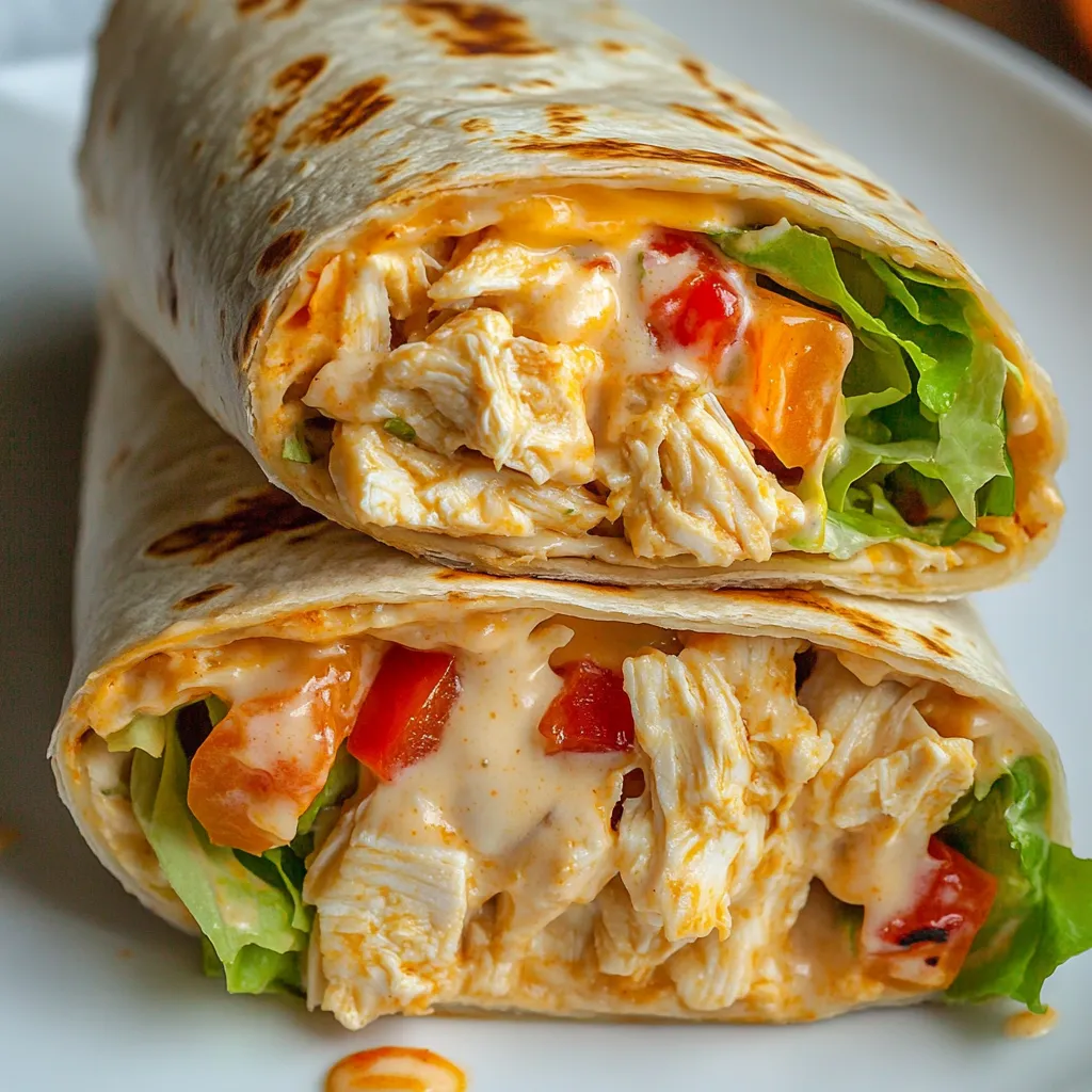 Ein Burrito mit Chipotle Ranch Grilled Chicken auf einem weißen Teller.