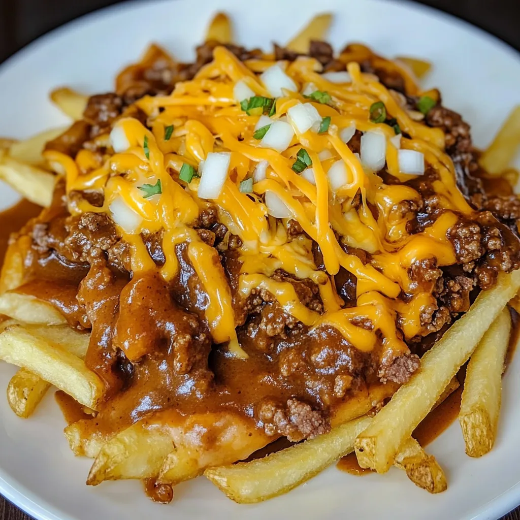 A plate of chili cheese fries.