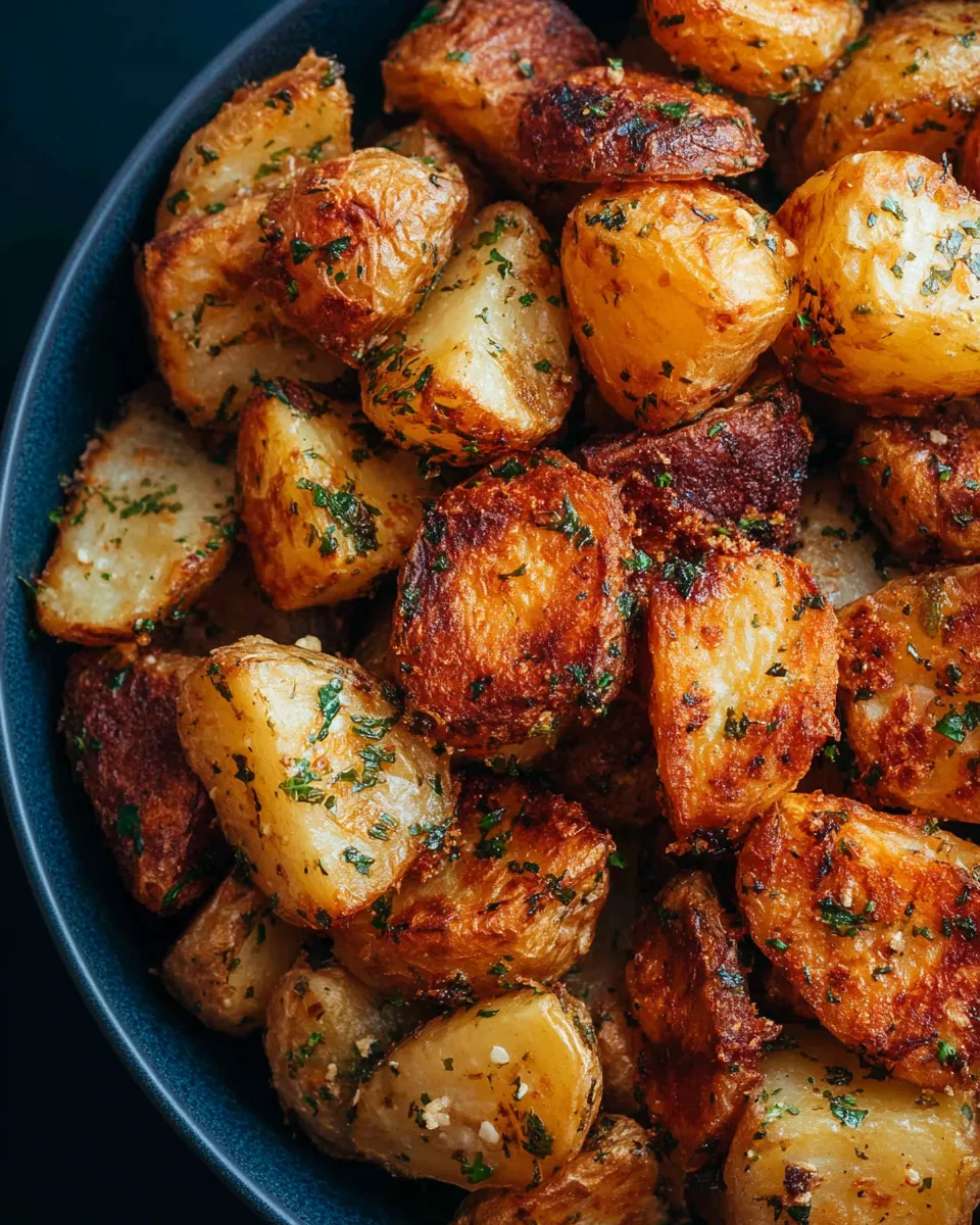 Ein Schälchen mit frisch zubereiteten roast potatoes.