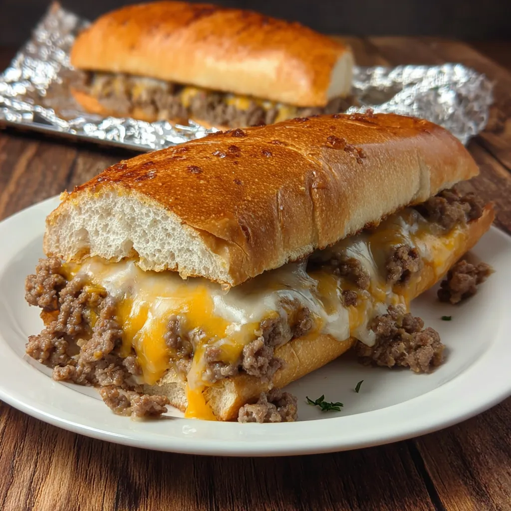 Ein Loose Meat Tavern Sandwich auf einem weißen Teller.