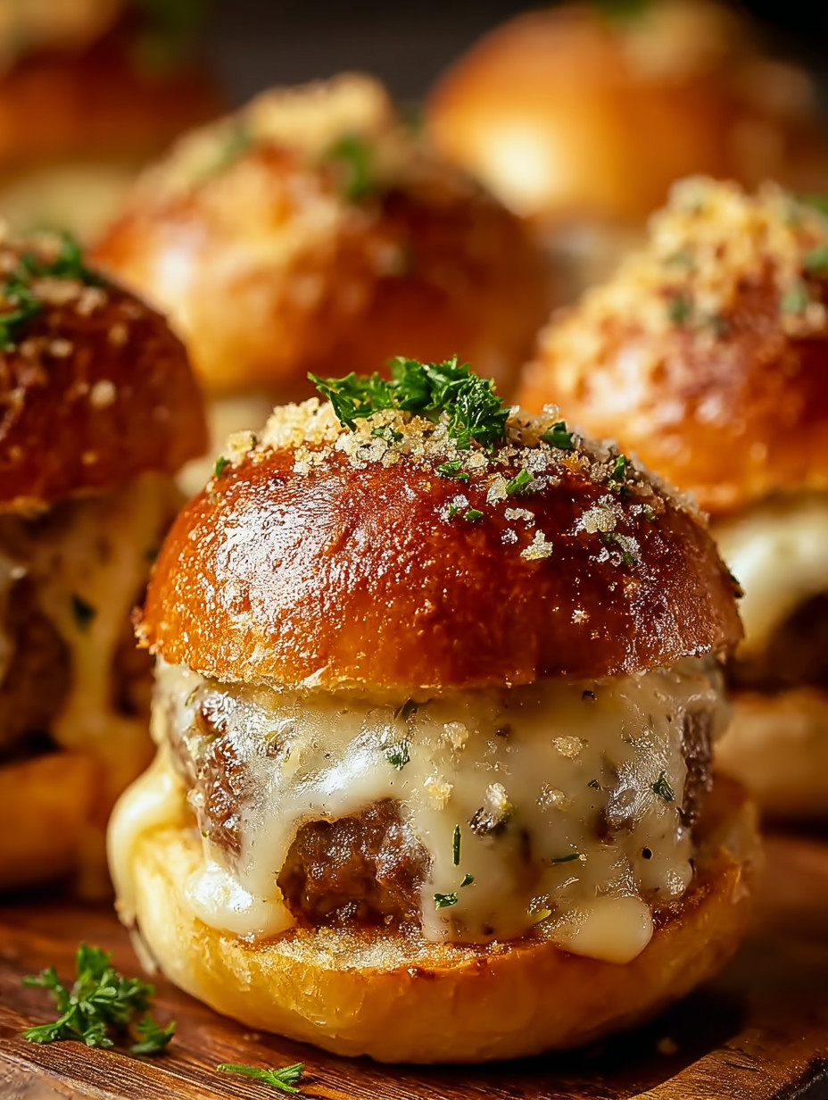 Eine Gruppe von gegrillten Steak-Hamburgern mit Käse und Kräutern auf einem Tisch.