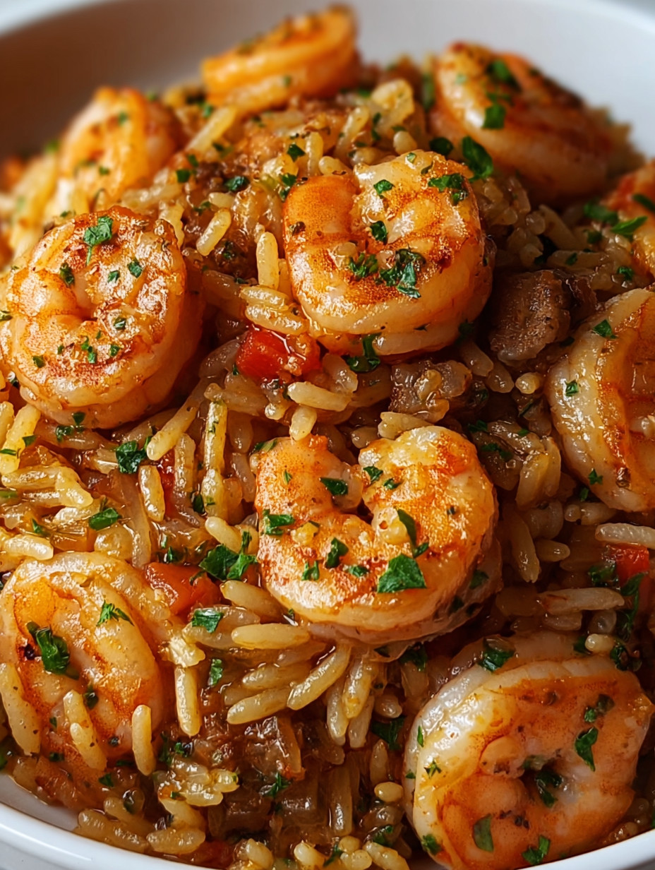 Eine Schüssel mit Rice und Shrimp.