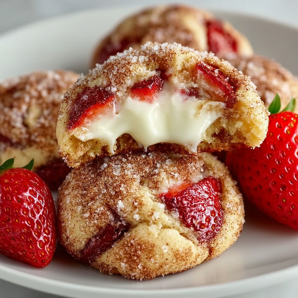 Eine Platte mit Strawberries und Sandwiches, die mit Strawberry-Jelly-Füllung und Sandwich-Krusten garniert sind.