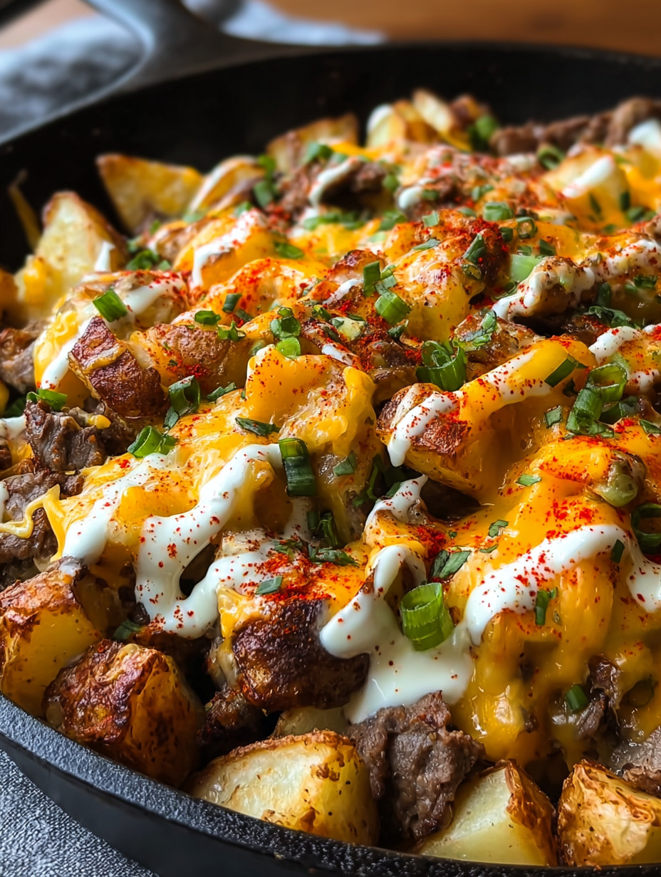 Eine Schüssel mit Kartoffeln und Käse.