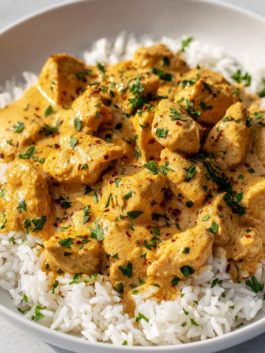 Eine Schüssel mit Curry und Reis, die mit grünen Zwiebeln und Gewürzen garniert sind.