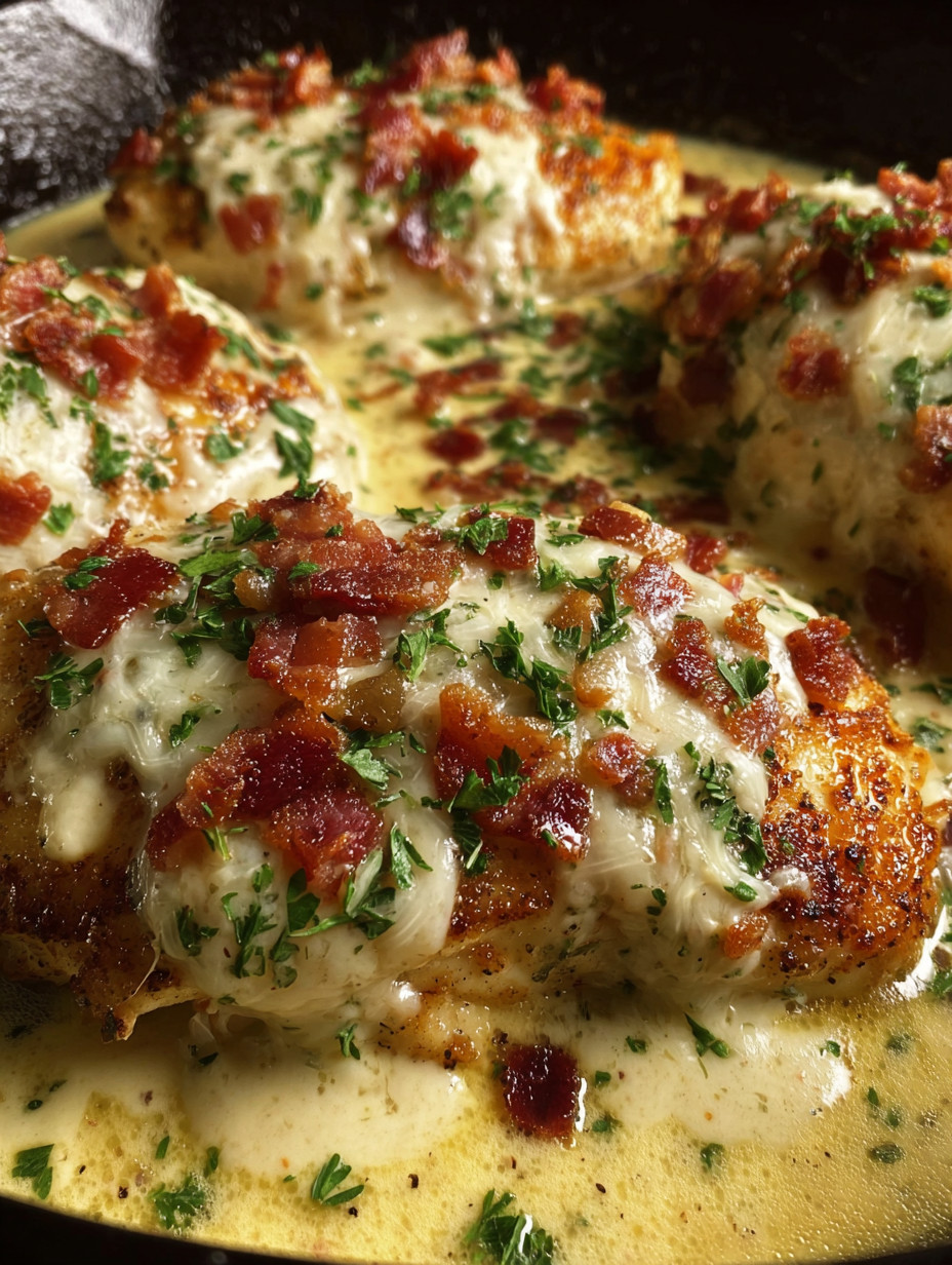 Eine Schüssel mit Bacon-reifem Fleisch, das in einer Sauce mit Bacon-reifem Fleisch und Zwiebeln in einer Schüssel mit Bacon-reifem Fleisch und Zwiebeln.