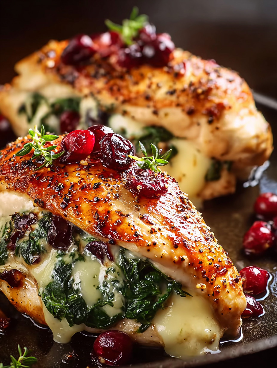 Eine prägnante Bildbeschreibung auf Deutsch lautet: "Ein Stück von Chicken mit Spinat und Zwiebeln auf einem Teller.