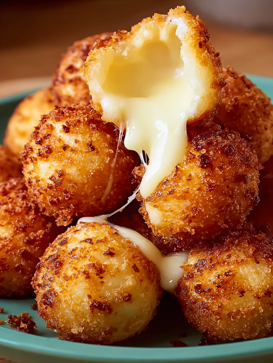 Ein Bild von knusprigen, frittierten Kichererbsen mit einer Schmelzenden Käsekruste.