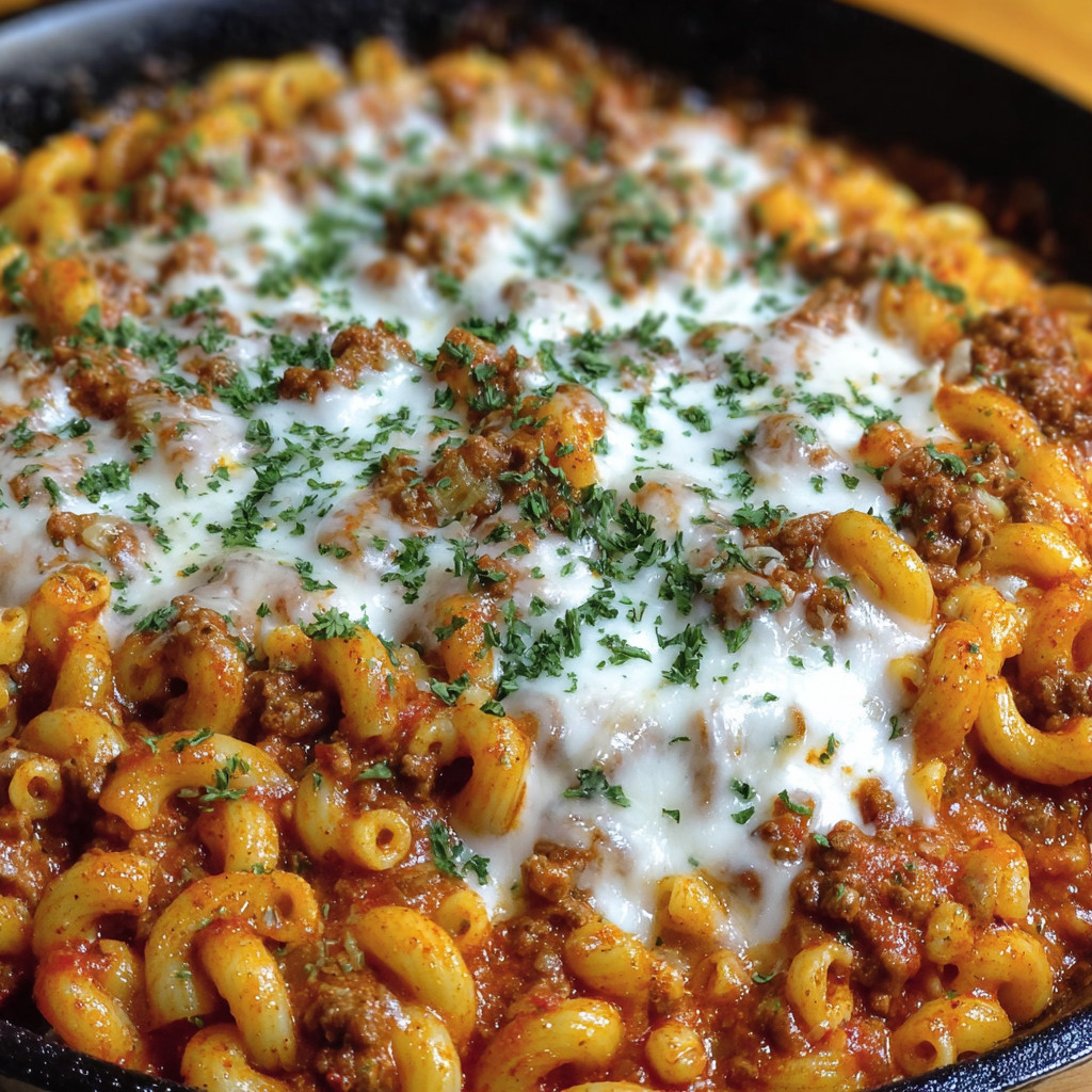 Eine Schüssel mit Penne-Nudelsalat, der mit Käse, Zwiebeln und Tomaten zubereitet wurde.