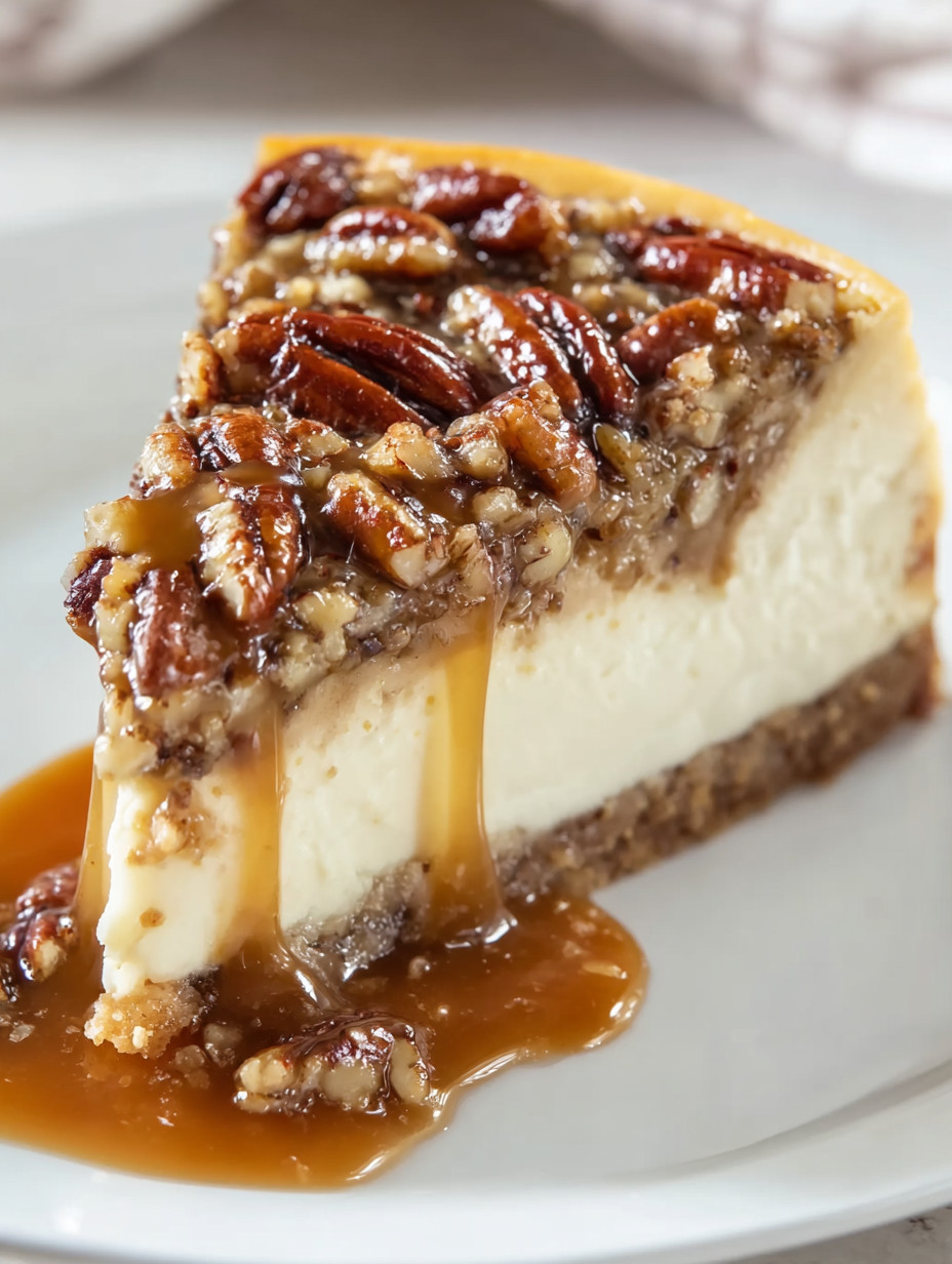 Eine süße, mit Walnüssen und Karamell geschmolzene Walnuss-Karamell-Konfekt-Kuche auf einem weißen Teller.