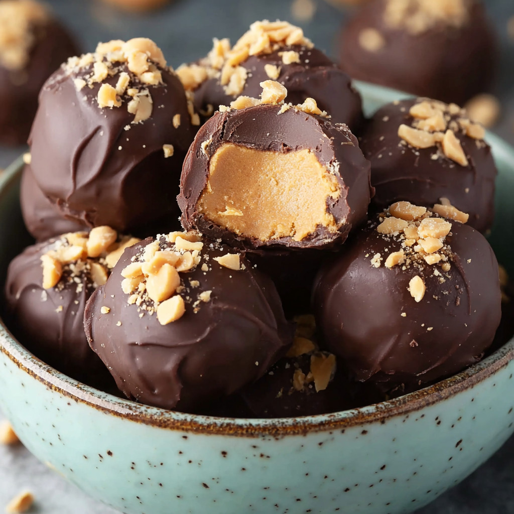 Ein Bowl mit chocolatierten Eiscreme-Knuspeln, die mit Walnüssen und Pecannuts garniert sind.