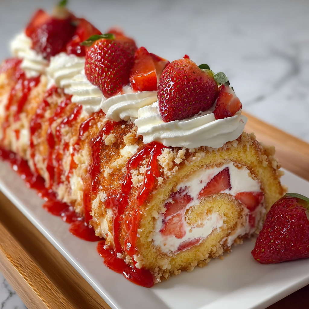 Eine Strawberry-Roll mit Strawberries und Cream.
