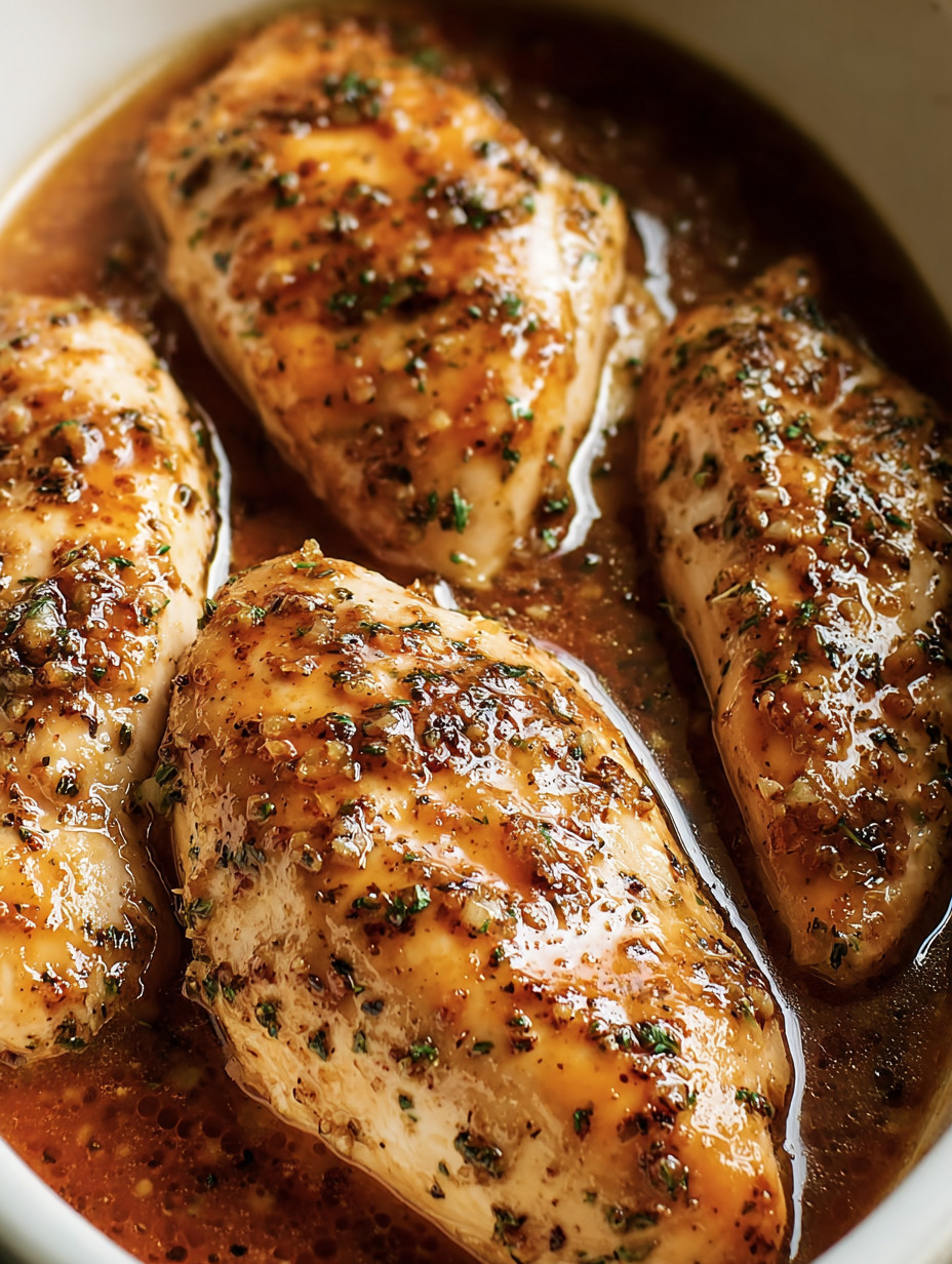 Zwei Chickenbrust mit Gewürzen in einer Sauce.