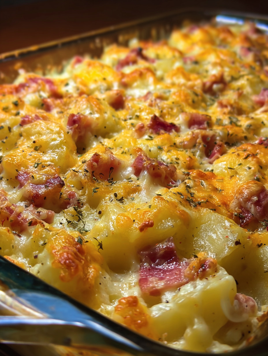 Eine Schüssel mit Käse- und Kartoffelnudeln, die in einem Käse- und Kartoffel-Topping serviert werden.