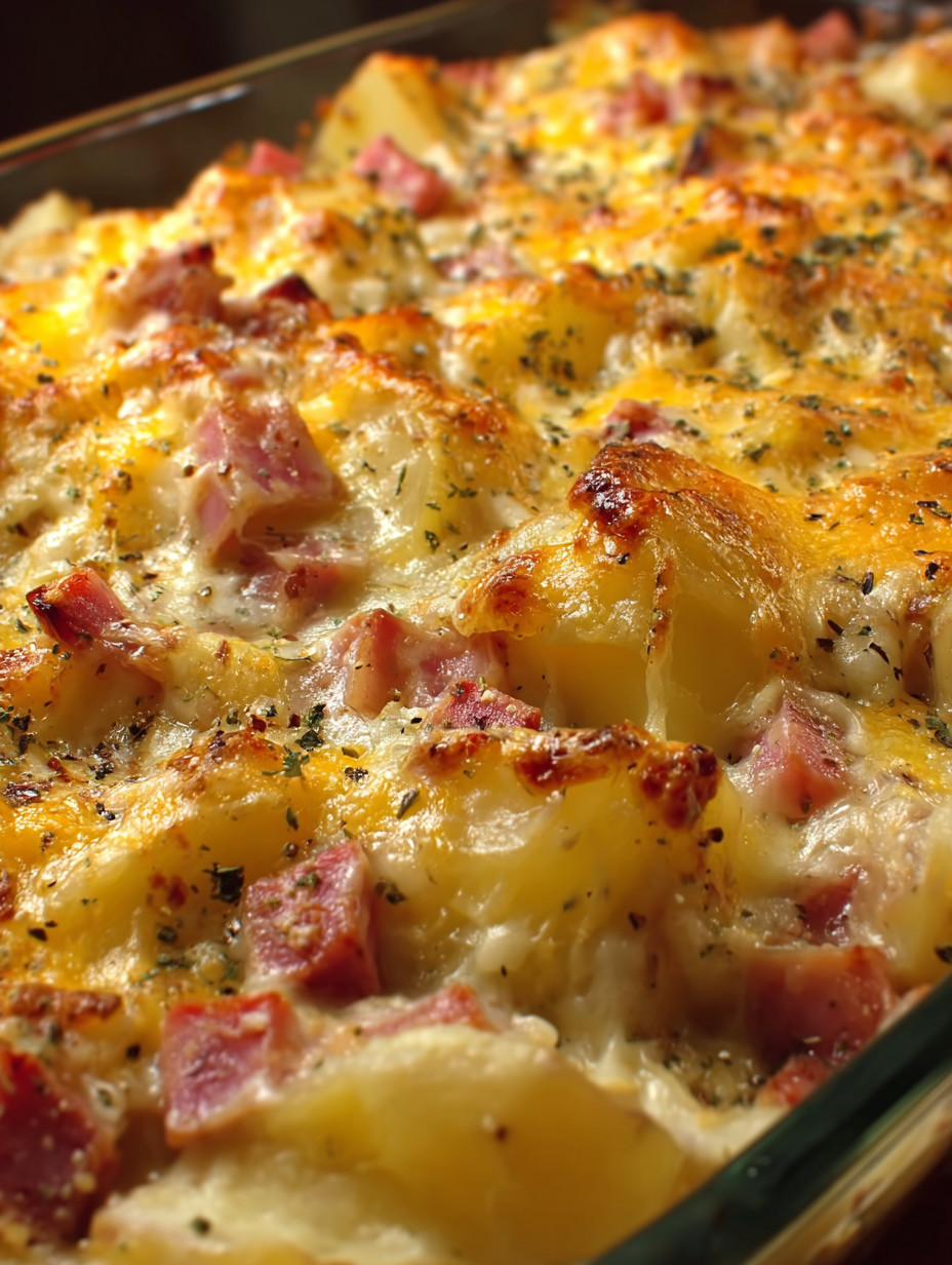 Eine Schüssel mit Käse- und Kartoffelkichererbsen-Pfanne, die mit Käse und Kartoffeln gefüllt ist.