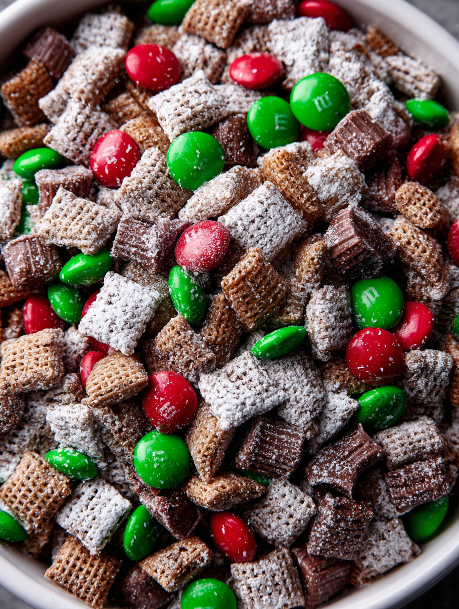 Eine große Schüssel mit Cerealien, darunter M&amp;M's, Cheerios und Nuts.