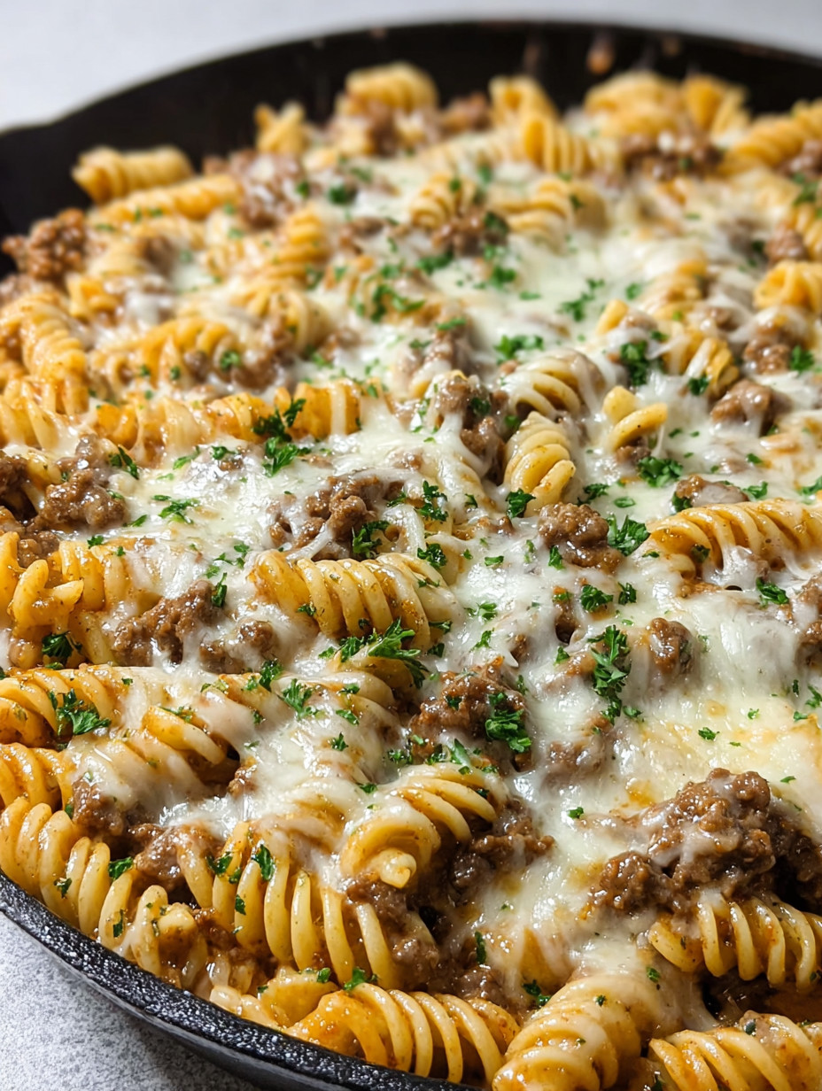 Eine Schüssel mit Penne-Nudelsalat, der mit Käse und Zwiebeln garniert ist.