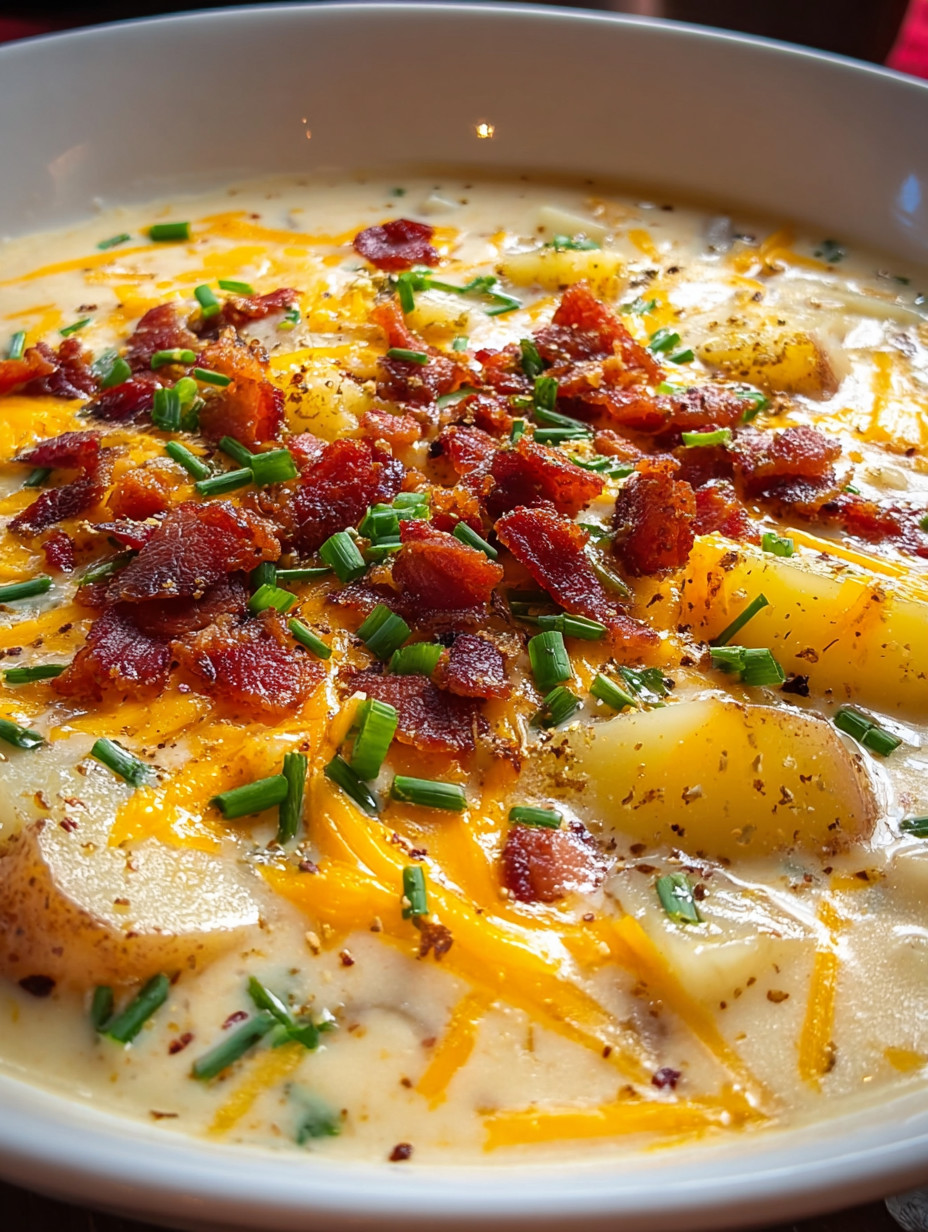 Eine Schüssel mit Bacon, Kartoffeln und Zwiebeln.