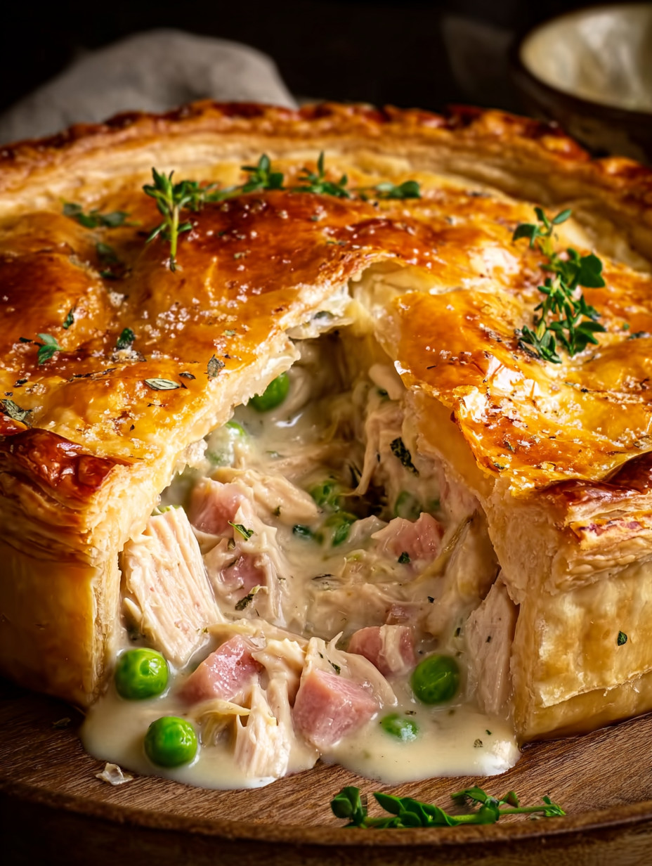 Ein Puff pastry mit Pökchen und Sauce.