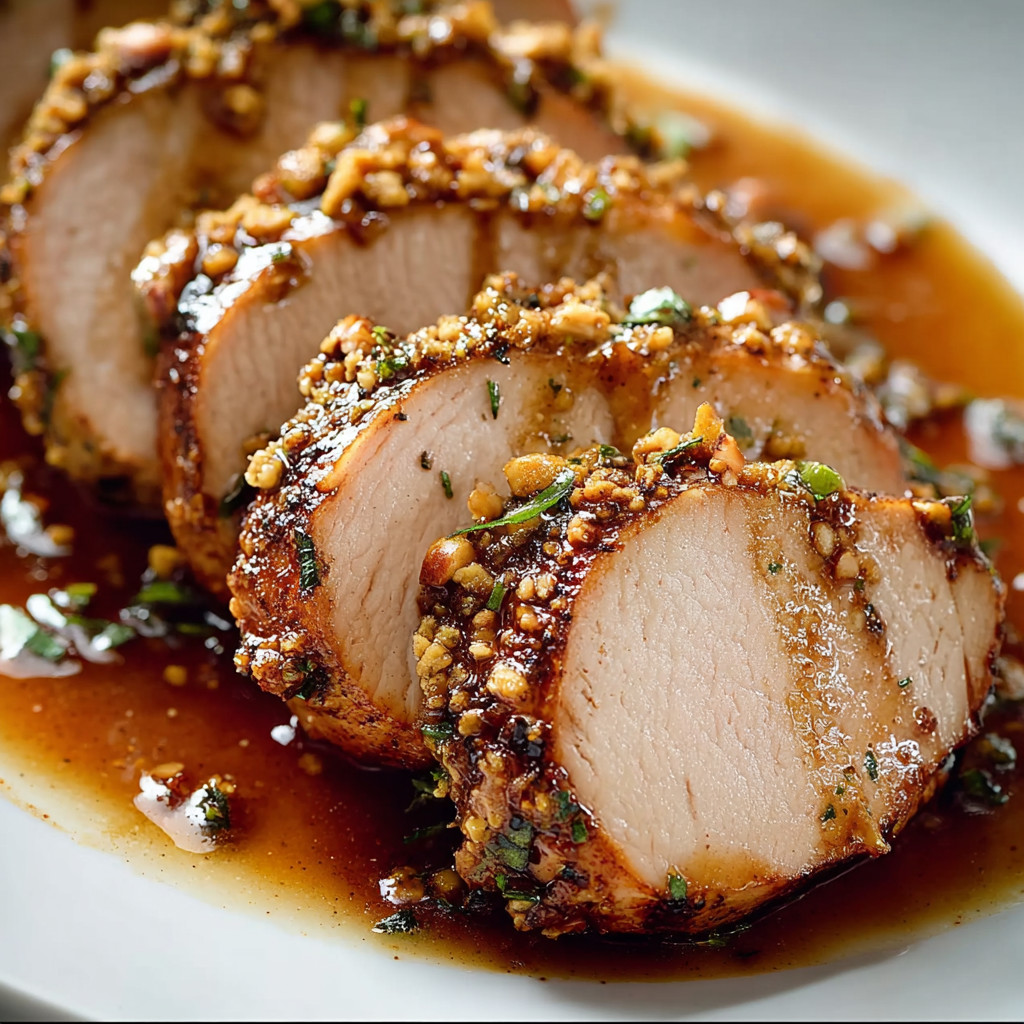 Ein weißer Teller mit einer Portion von gegrilltem Fleisch, das mit Gewürzen und Sauce garniert ist.