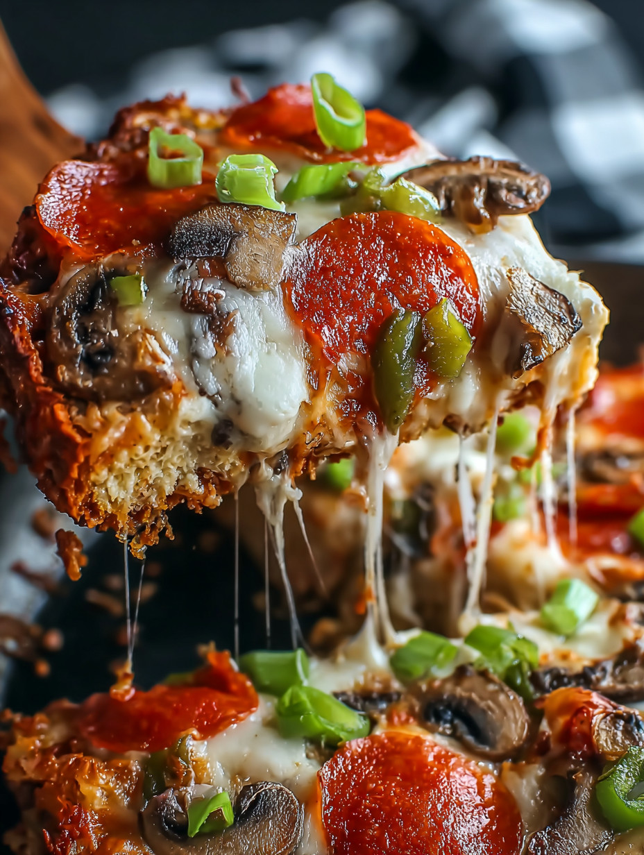 Eine Pizza mit vielen Zwiebeln und Tomaten auf einem Teller.