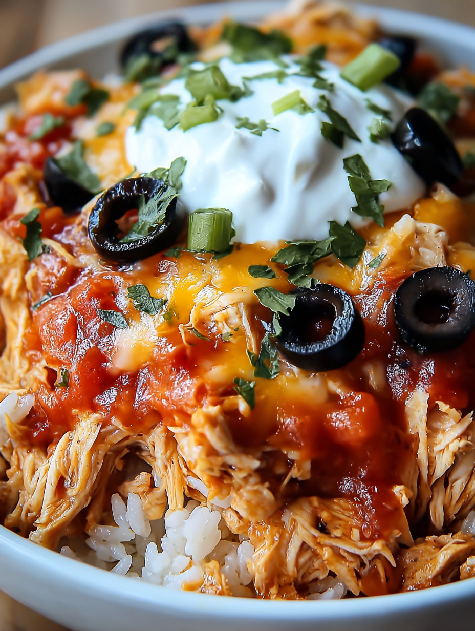 Ein Bild von einer Chicken-Konfitüre mit Rice und grünen Zwiebeln.