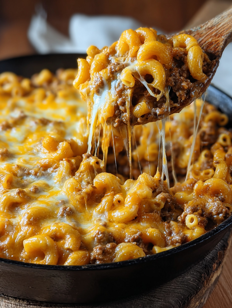 Eine Schüssel mit Macaroni und Käse, die mit einer Gabel gestoßen wird.