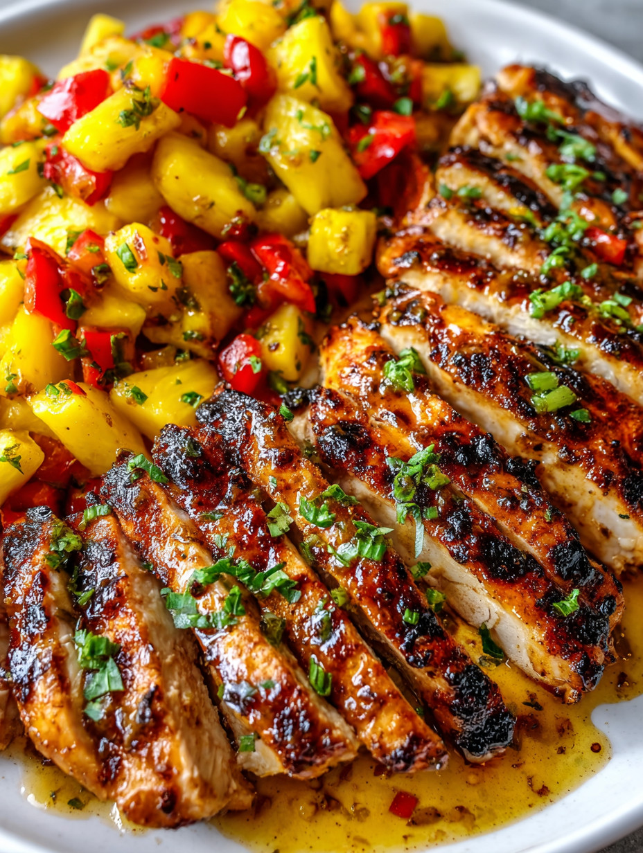 Eine Tafel mit schwarz-weißen Chicken-Stücken und einer Mischung aus Papaya und Kokosnuss.