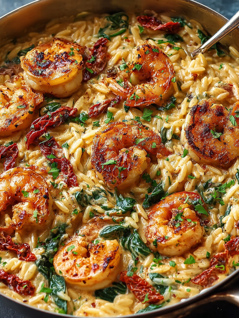 Eine Schüssel mit Riso und Shrimp.