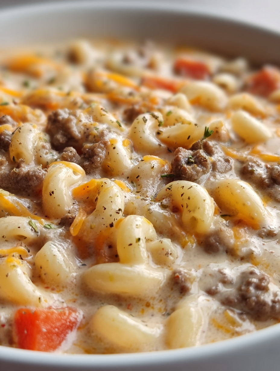 Eine Schüssel mit macaroni und käse, die mit saurem Käse und Zwiebeln garniert ist.