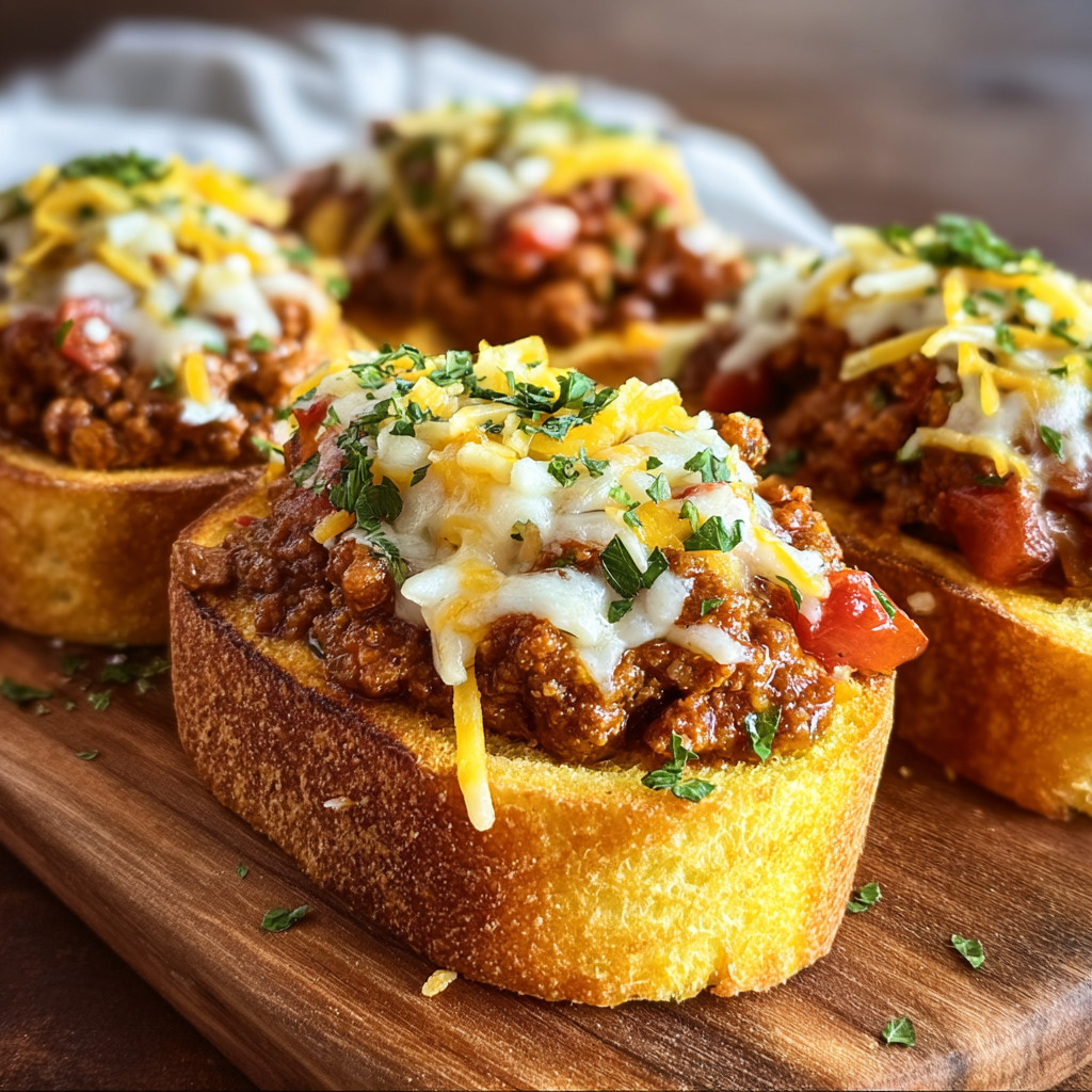 Eine Platte mit Toastbrot und Chili-Chow-Chow-Topping.