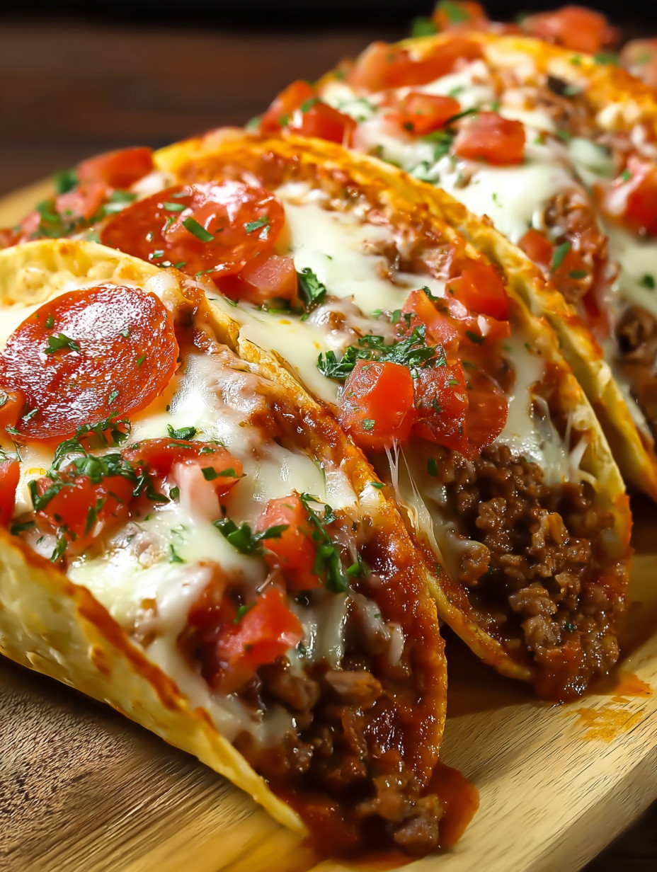 Eine Schüssel mit zwei Tacos, die mit Tomaten, Basilikum und Käse garniert sind.