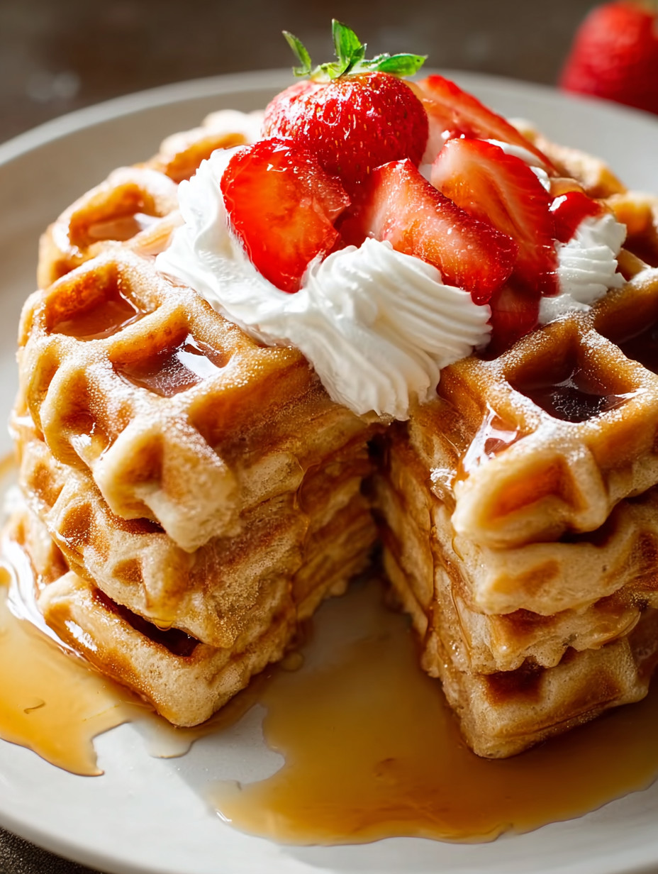 Waffeln mit Strawberries und Whipped Cream.