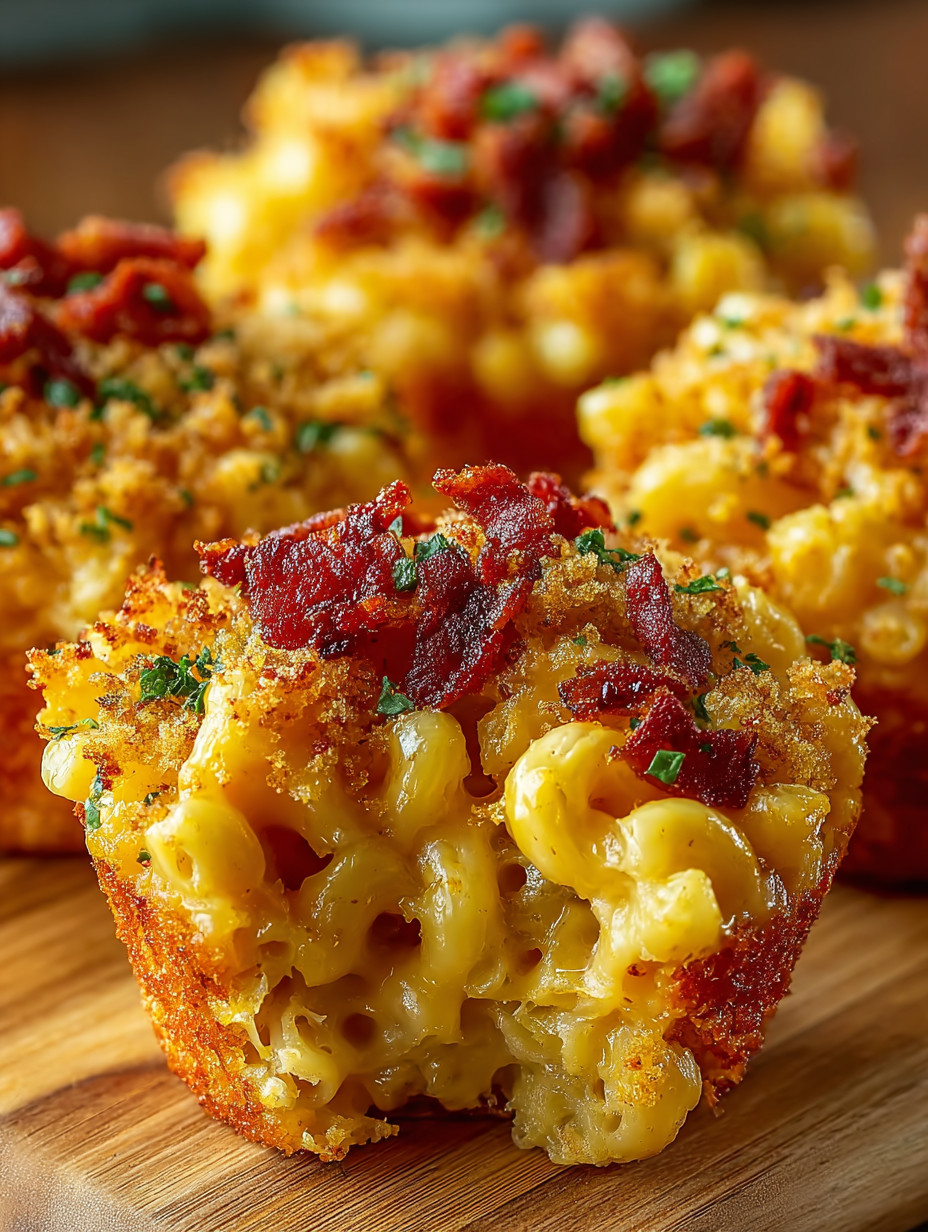Ein Bacon-Muffin mit Mac-n-Cheese.
