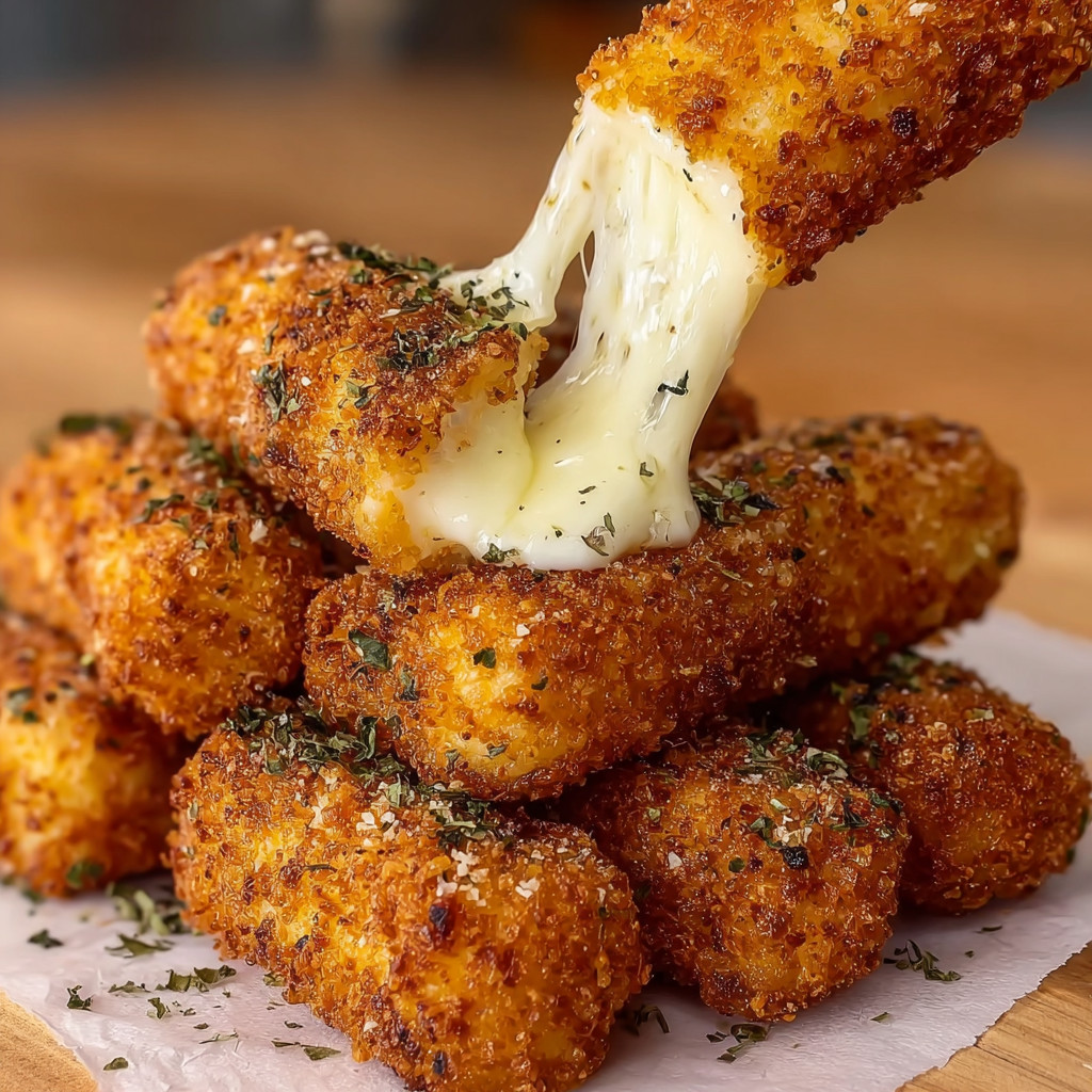 Eine Schicht von Käse auf Kartoffeln.