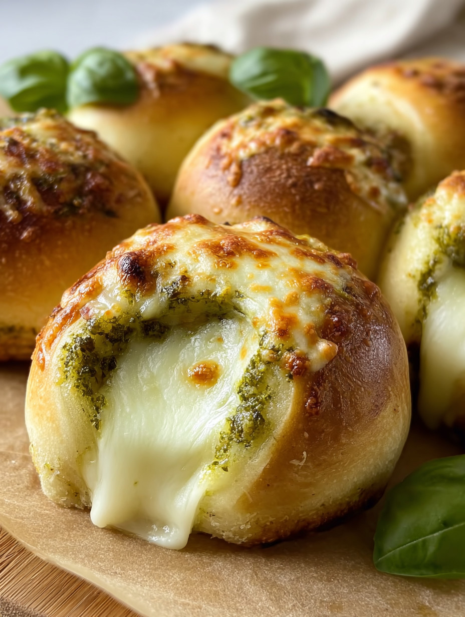 Eine Platte mit sechs Brotstücken, die mit Spinat und Käse gefüllt sind.