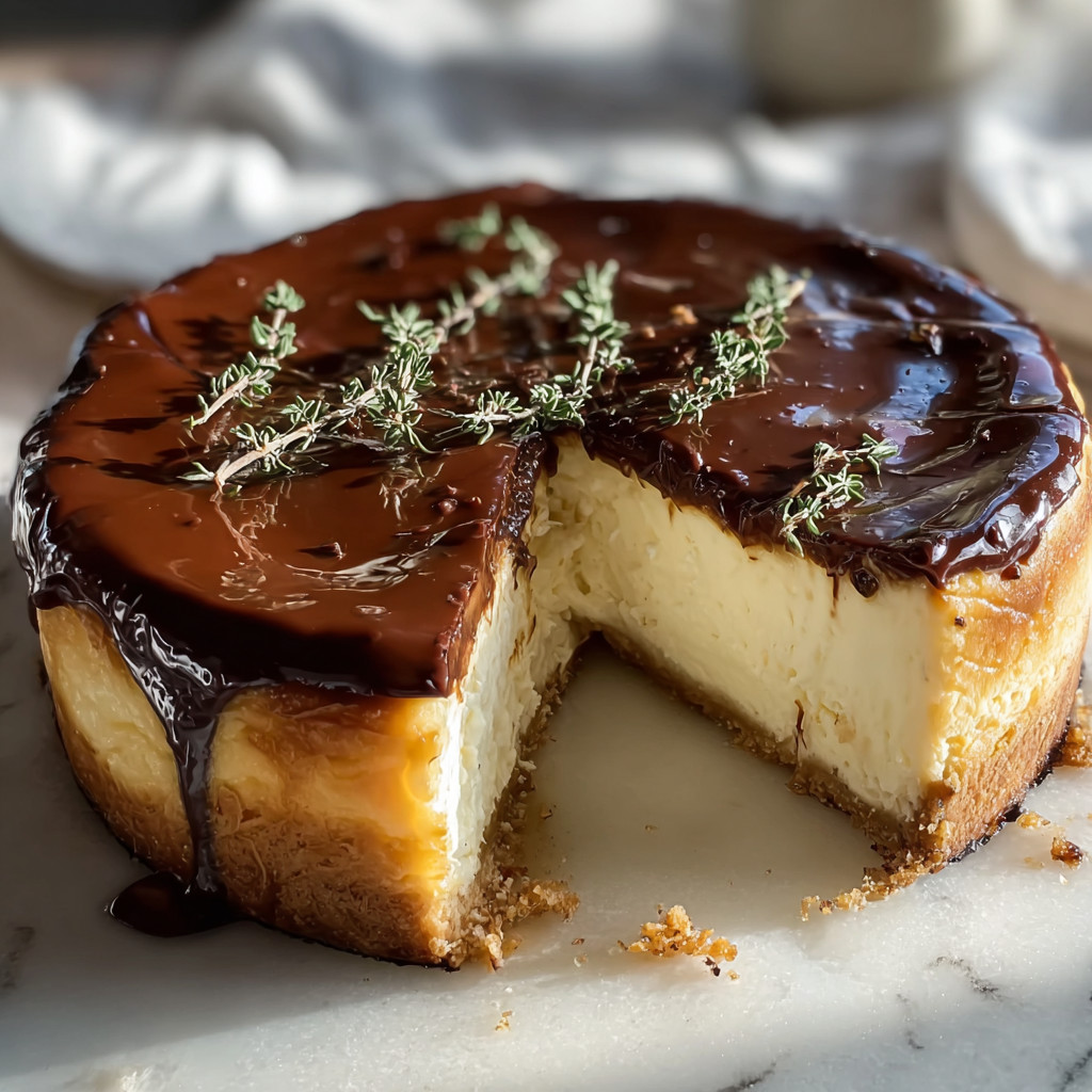 Eine Schokoladenkuche mit einer Schicht aus Vanille und Zwiebeln.