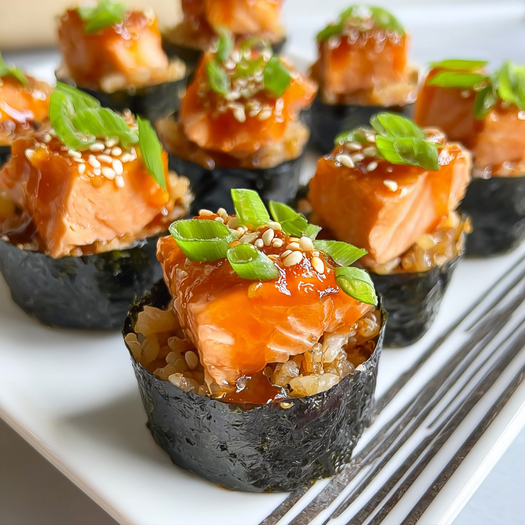 Eine Platte mit verschiedenen kleinen Gerichten, darunter Salat, Sushi und Rice.