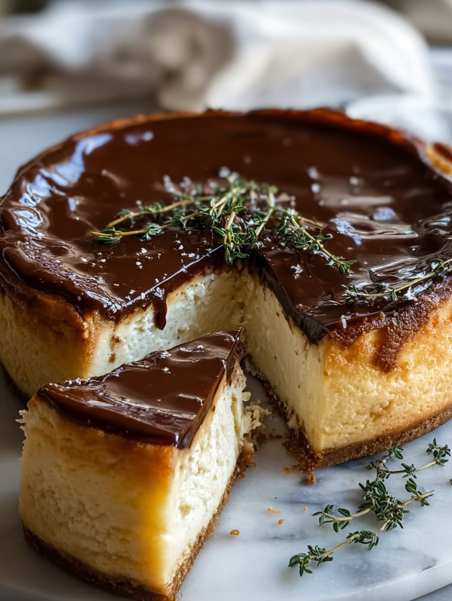 Eine Schokoladencake mit Zwiebeln auf einem Teller.