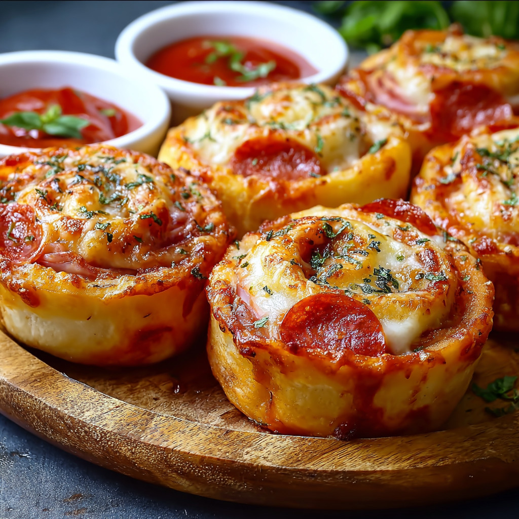Ein Holzbrett mit drei kleinen, frittierten Pizzas auf ihm.