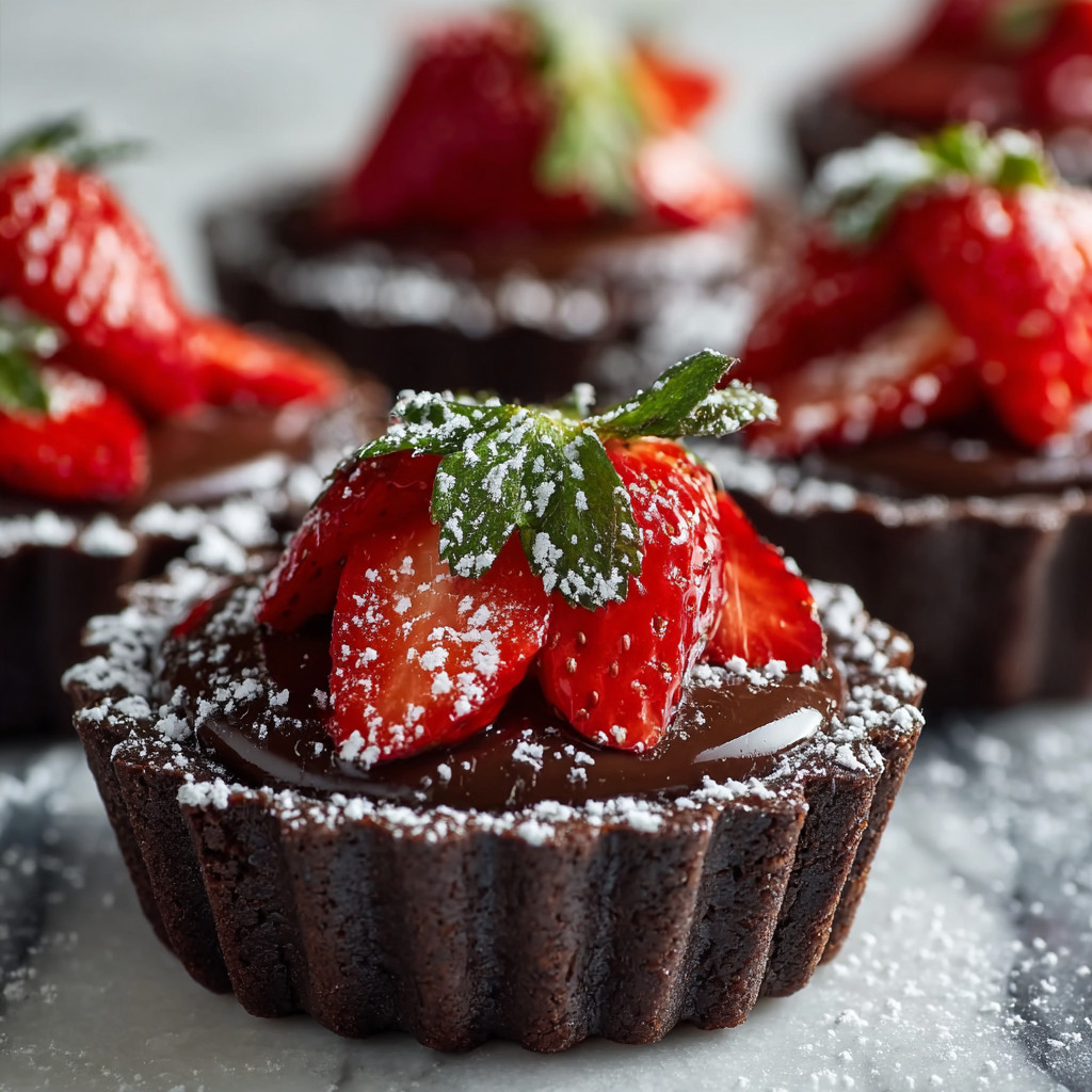 Eine Tasse mit Schokolade und Strawberries.