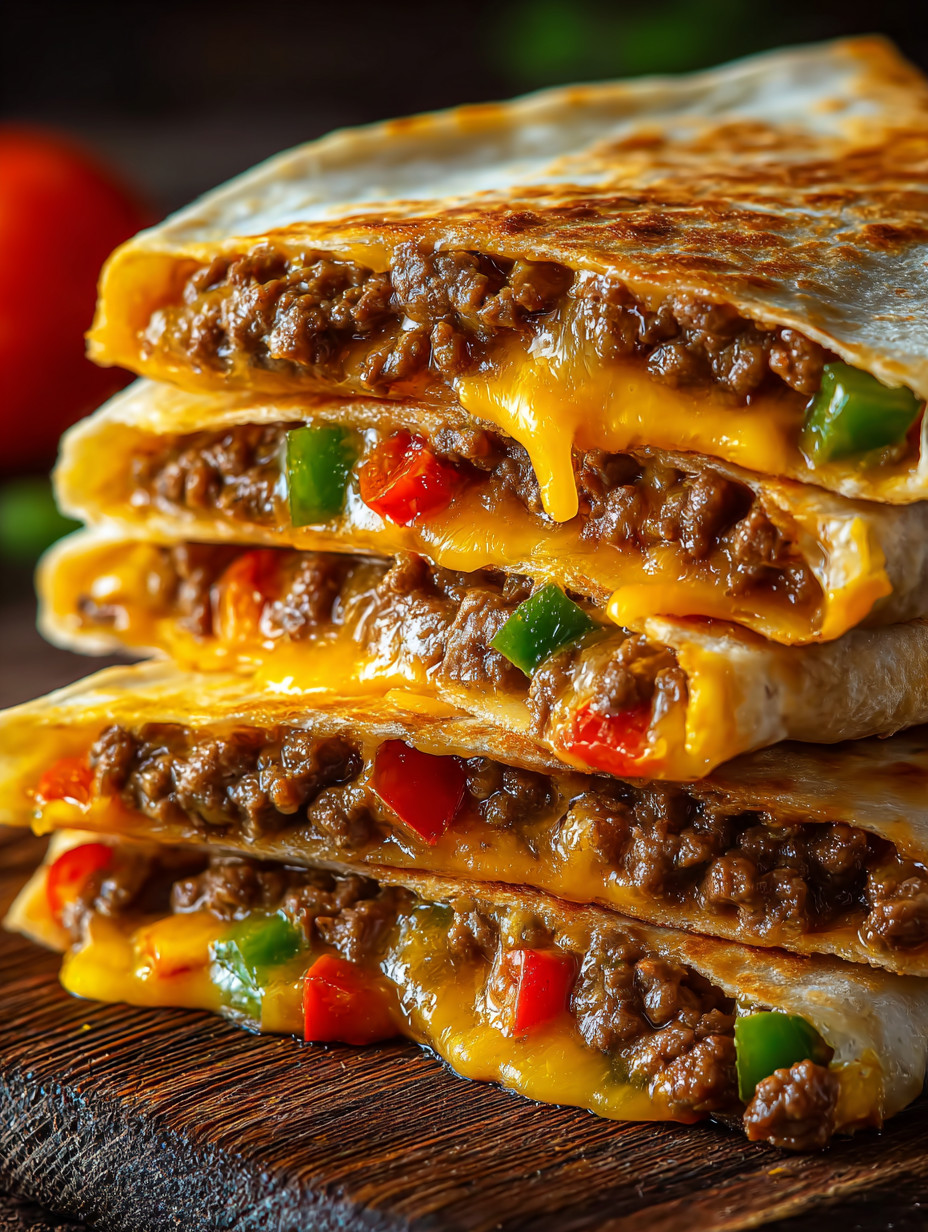 Eine Schicht aus Käse und Tomaten auf einer Tortilla.