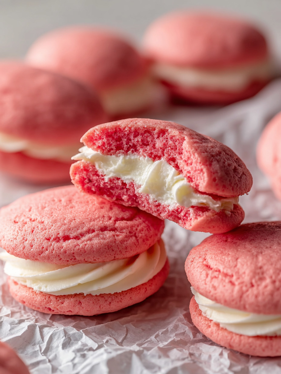 Ein Pink-Rose-Keks mit weißem Teig und Sahne.