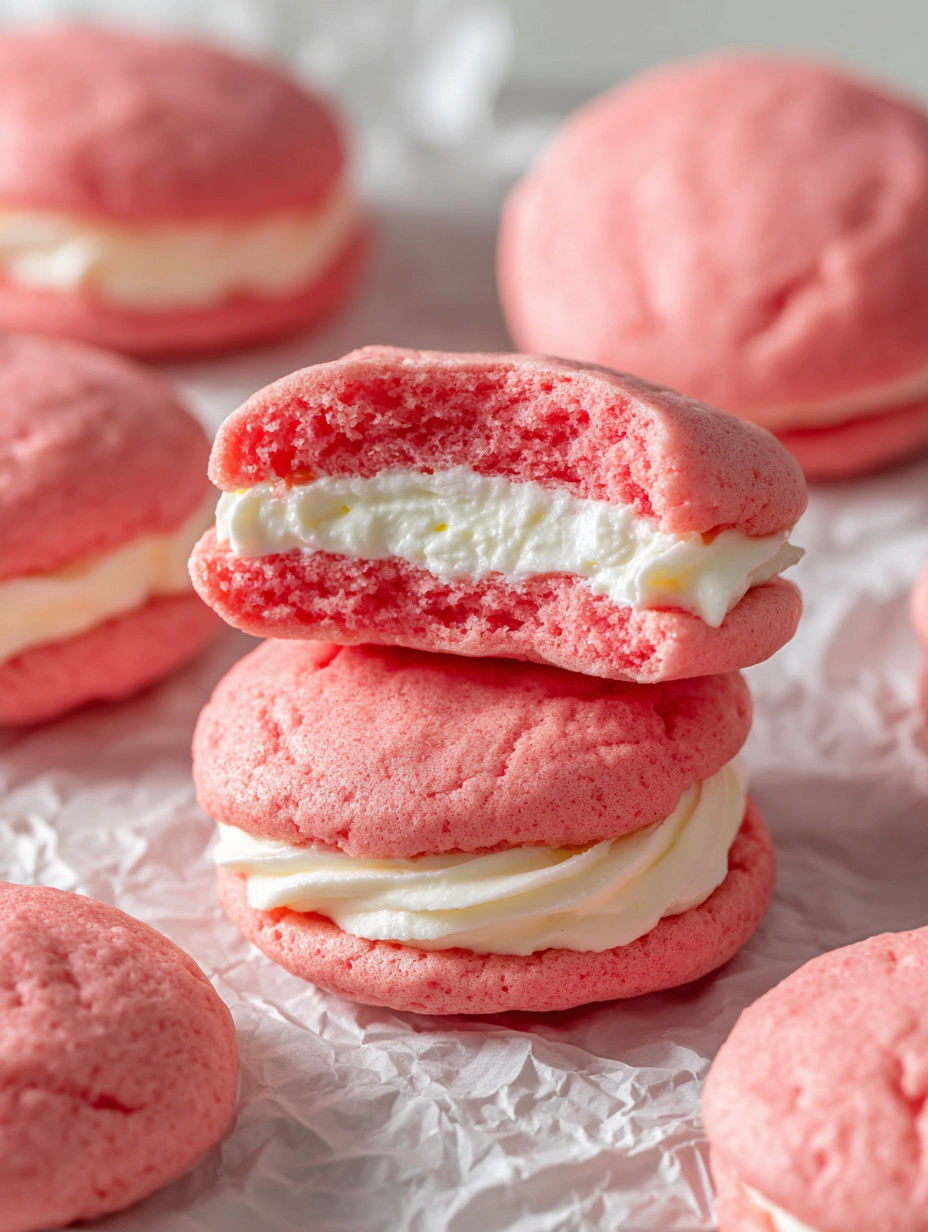 Eine Tasse mit Pink-Pastries, die in Pink-Pastries aufgeteilt sind.